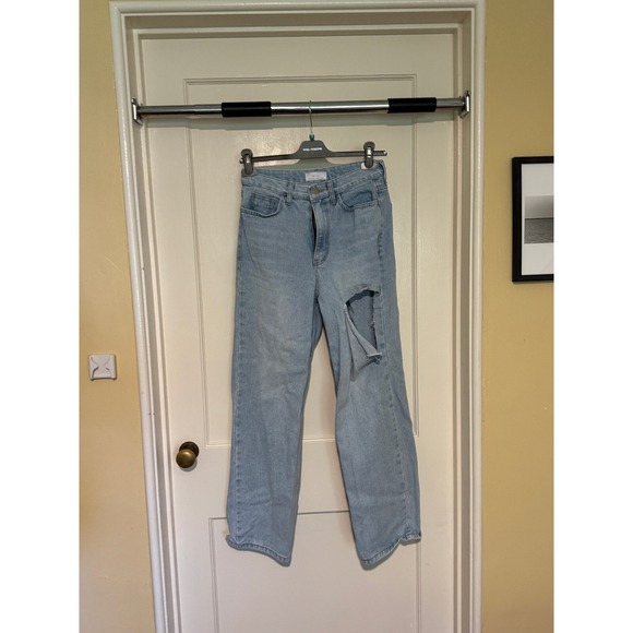 Oak + Fort Distressed Jeans Ripped Knee Light Wash Denim M/M - Picture 2 of 7